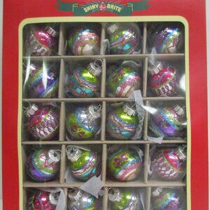 Christopher Radko Shiny Brite Mini Glass Ornament 20 . (1.25") Pink Green purple